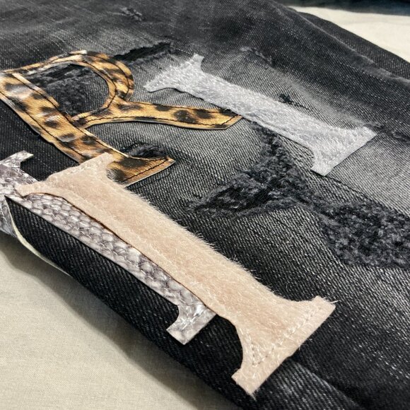 Black distressed Amiri animal skin jeans - Picture 6 of 9